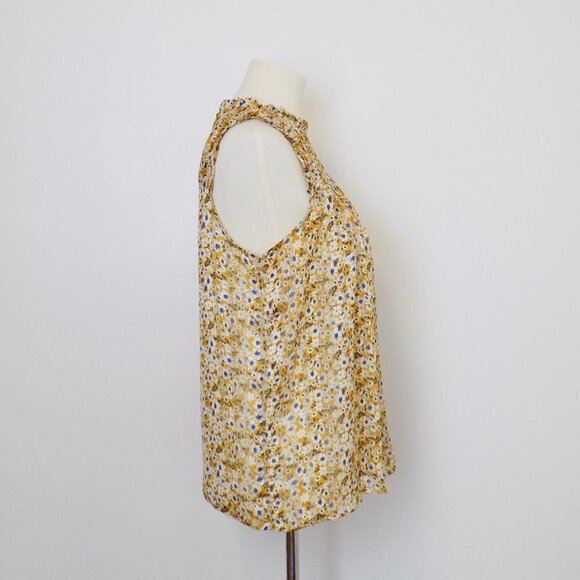 cottagecore boho smocked flowy country floral top sheer metallic - Picture 4 of 9